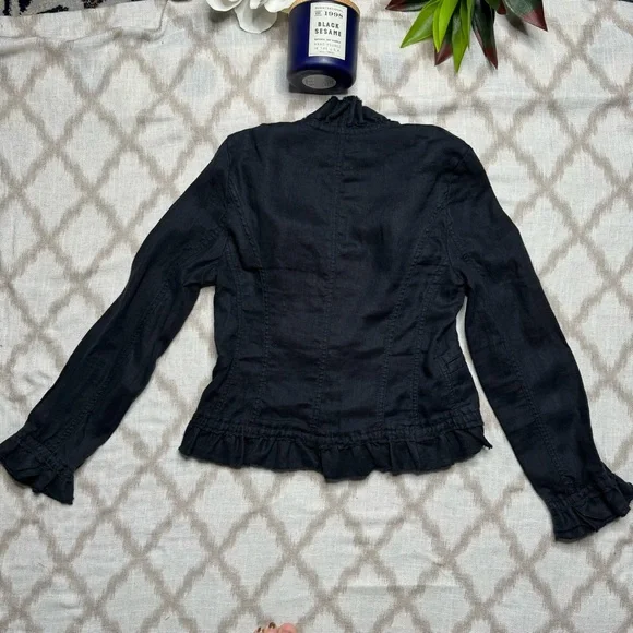 Black cropped linen jacket - Picture 13 of 13